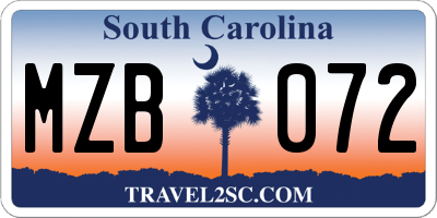 SC license plate MZB072