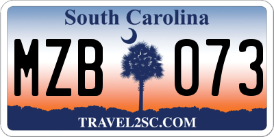 SC license plate MZB073