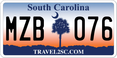 SC license plate MZB076