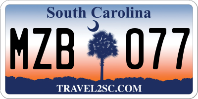 SC license plate MZB077