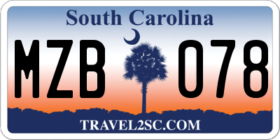 SC license plate MZB078
