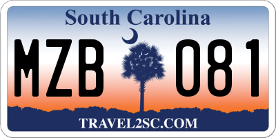 SC license plate MZB081