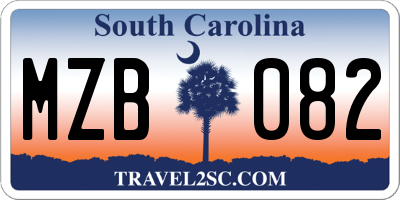 SC license plate MZB082
