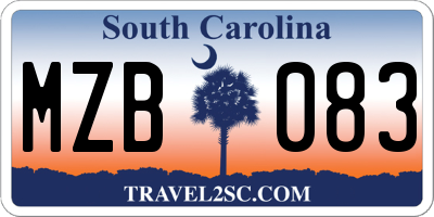 SC license plate MZB083
