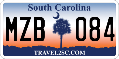 SC license plate MZB084