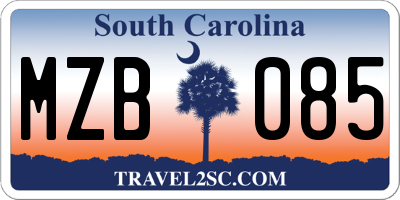 SC license plate MZB085