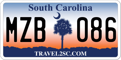 SC license plate MZB086