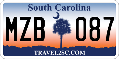 SC license plate MZB087