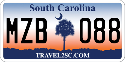 SC license plate MZB088