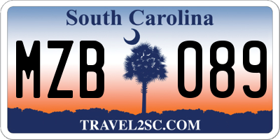 SC license plate MZB089