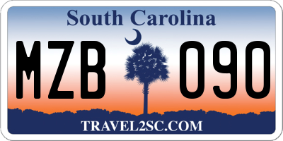 SC license plate MZB090