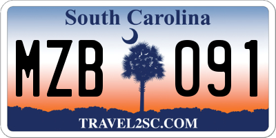 SC license plate MZB091