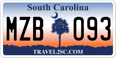 SC license plate MZB093