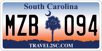 SC license plate MZB094