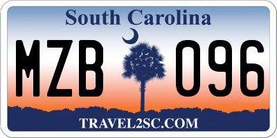 SC license plate MZB096