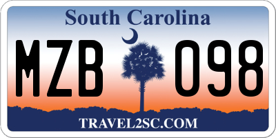 SC license plate MZB098