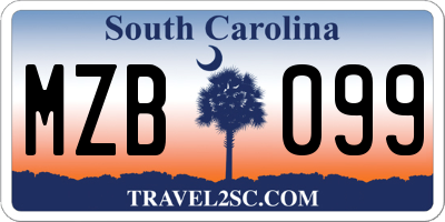 SC license plate MZB099