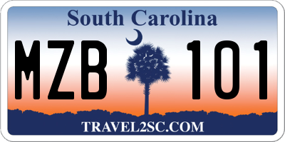 SC license plate MZB101