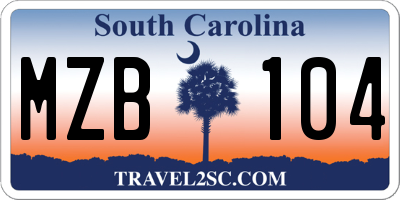 SC license plate MZB104