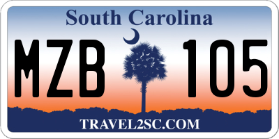 SC license plate MZB105