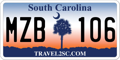 SC license plate MZB106