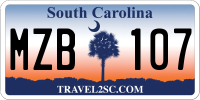 SC license plate MZB107