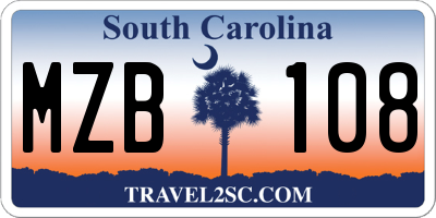 SC license plate MZB108