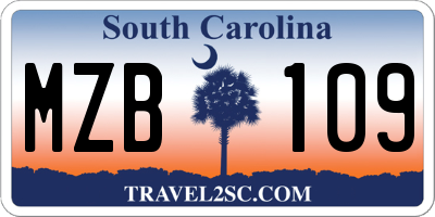 SC license plate MZB109
