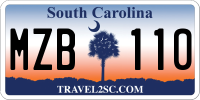 SC license plate MZB110