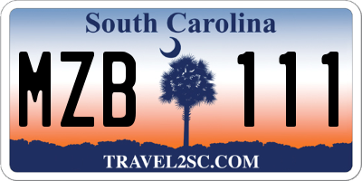 SC license plate MZB111