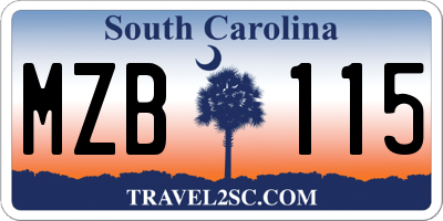SC license plate MZB115