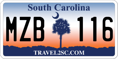 SC license plate MZB116