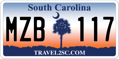 SC license plate MZB117