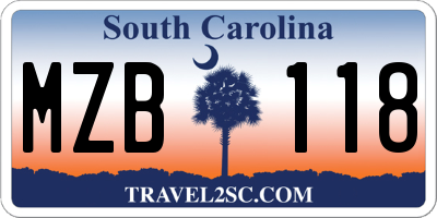 SC license plate MZB118