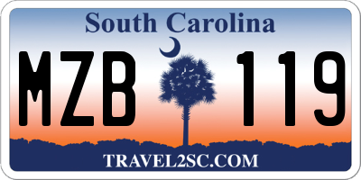 SC license plate MZB119