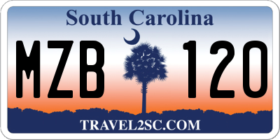 SC license plate MZB120