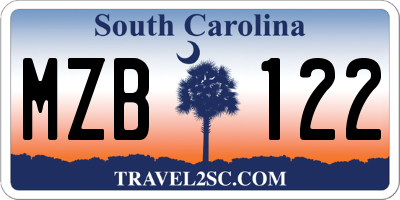 SC license plate MZB122