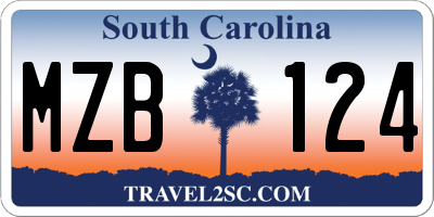 SC license plate MZB124