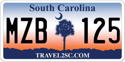 SC license plate MZB125