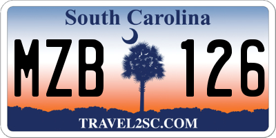 SC license plate MZB126