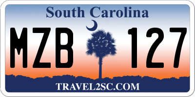 SC license plate MZB127