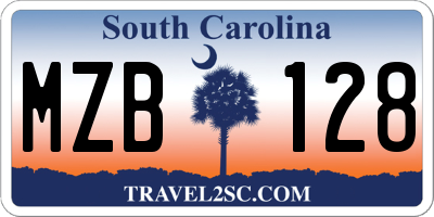 SC license plate MZB128
