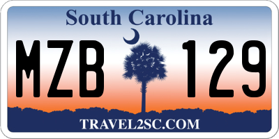 SC license plate MZB129