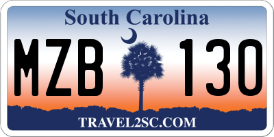 SC license plate MZB130