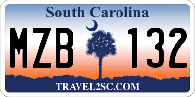 SC license plate MZB132