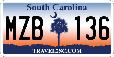SC license plate MZB136