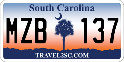 SC license plate MZB137