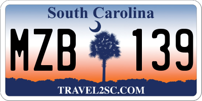 SC license plate MZB139
