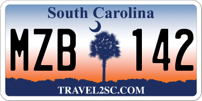 SC license plate MZB142