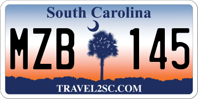 SC license plate MZB145